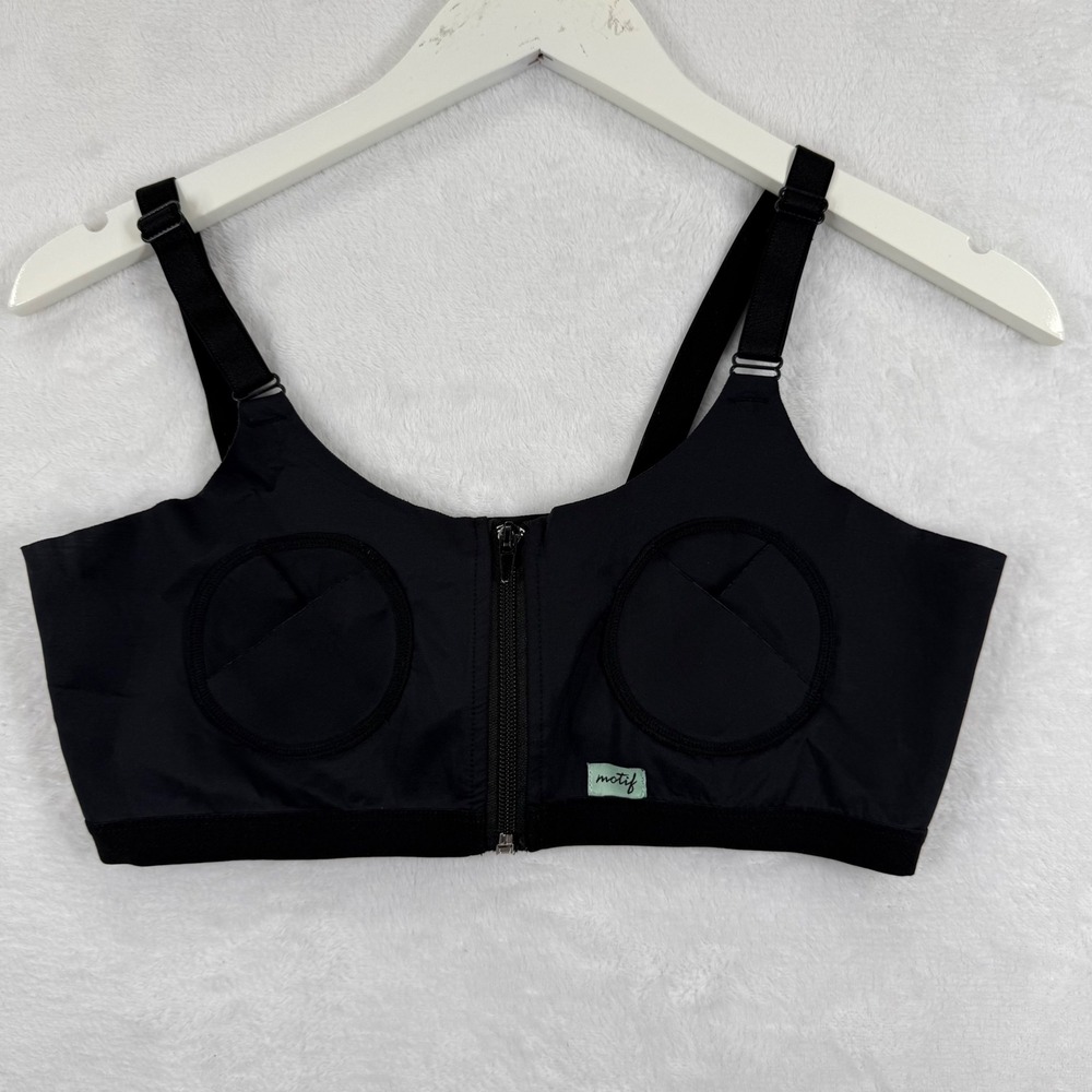 Motif Medical Hands-Free Pumping Bra Black Adjustable‎ Size XS-L Front Zip